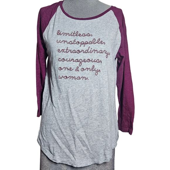 Limitless Unstoppable Woman Baseball Tee Size Small - Picture 1 of 3